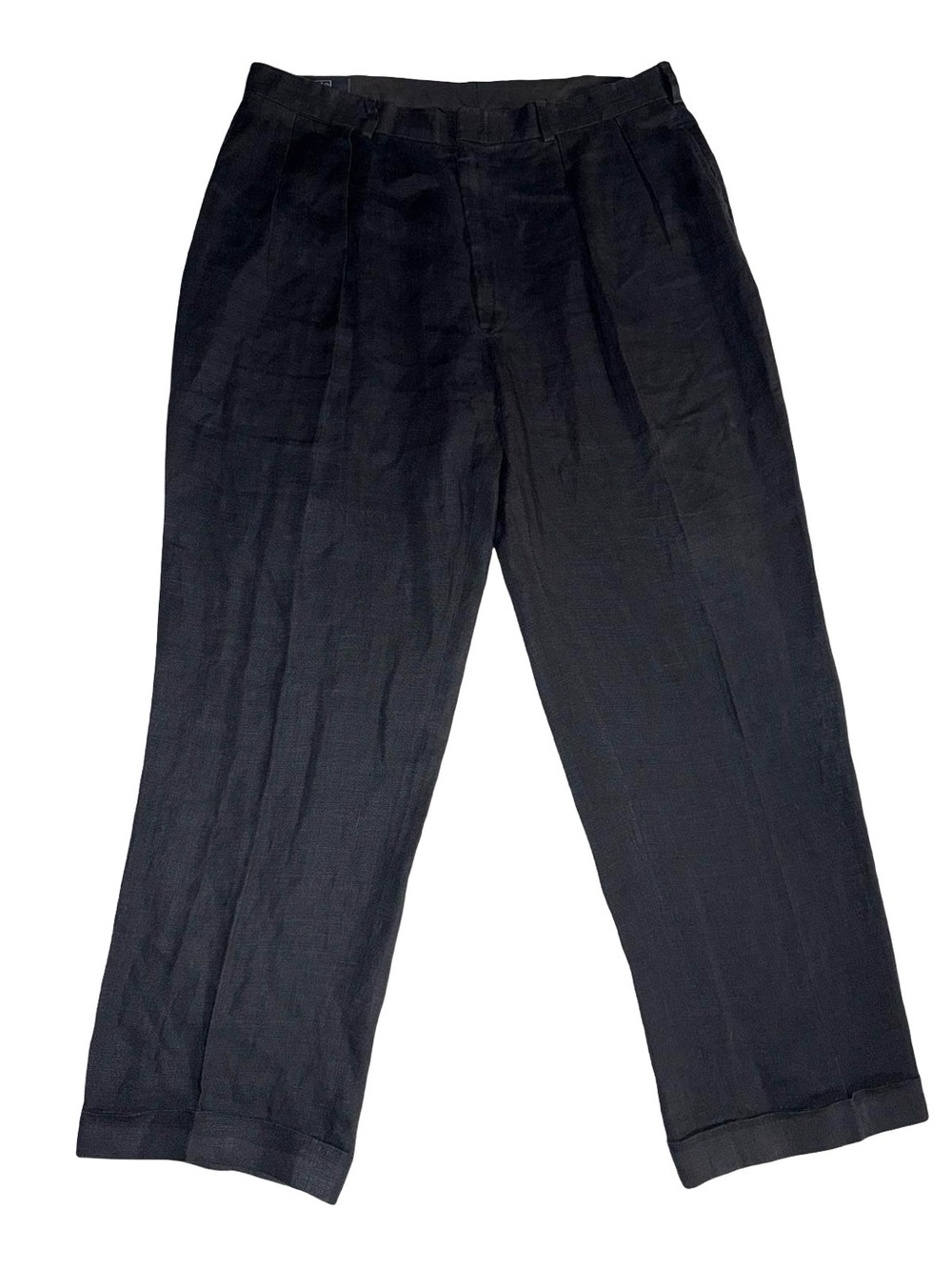 Vintage Polo Ralph Lauren Pleated Linen Trousers Cuffed Hem Made in USA Slacks